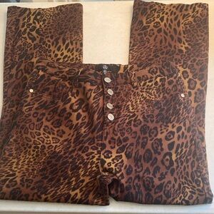 Missguided Leopard-Print Bootcut Jeans in Brown & Tan